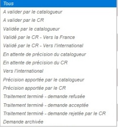 Liste des états possibles