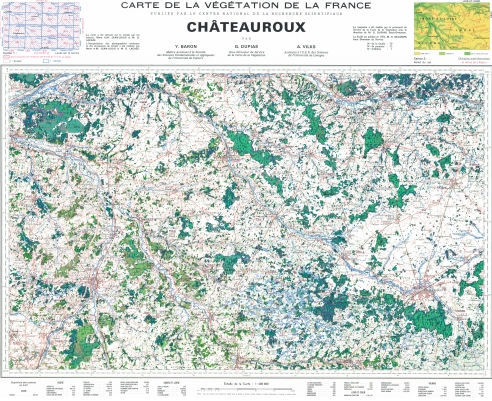 Carte de la végétation de la France au 1:200 000 - Feuille 39 Chateauroux